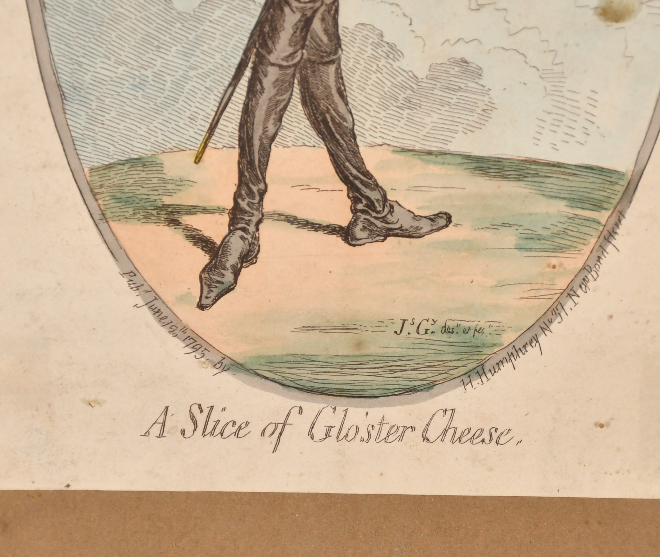 James Gillray (1757-1815) British. "A Slice of Glo'ster Cheese", Etching, Oval 9" x 4.5" (22.8 x - Image 5 of 7