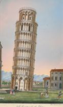 After Raniero Grassi (1831-?) Italian. "Il Campanile di Pisa", Print in colours, 7.15" x 4.5" (18.