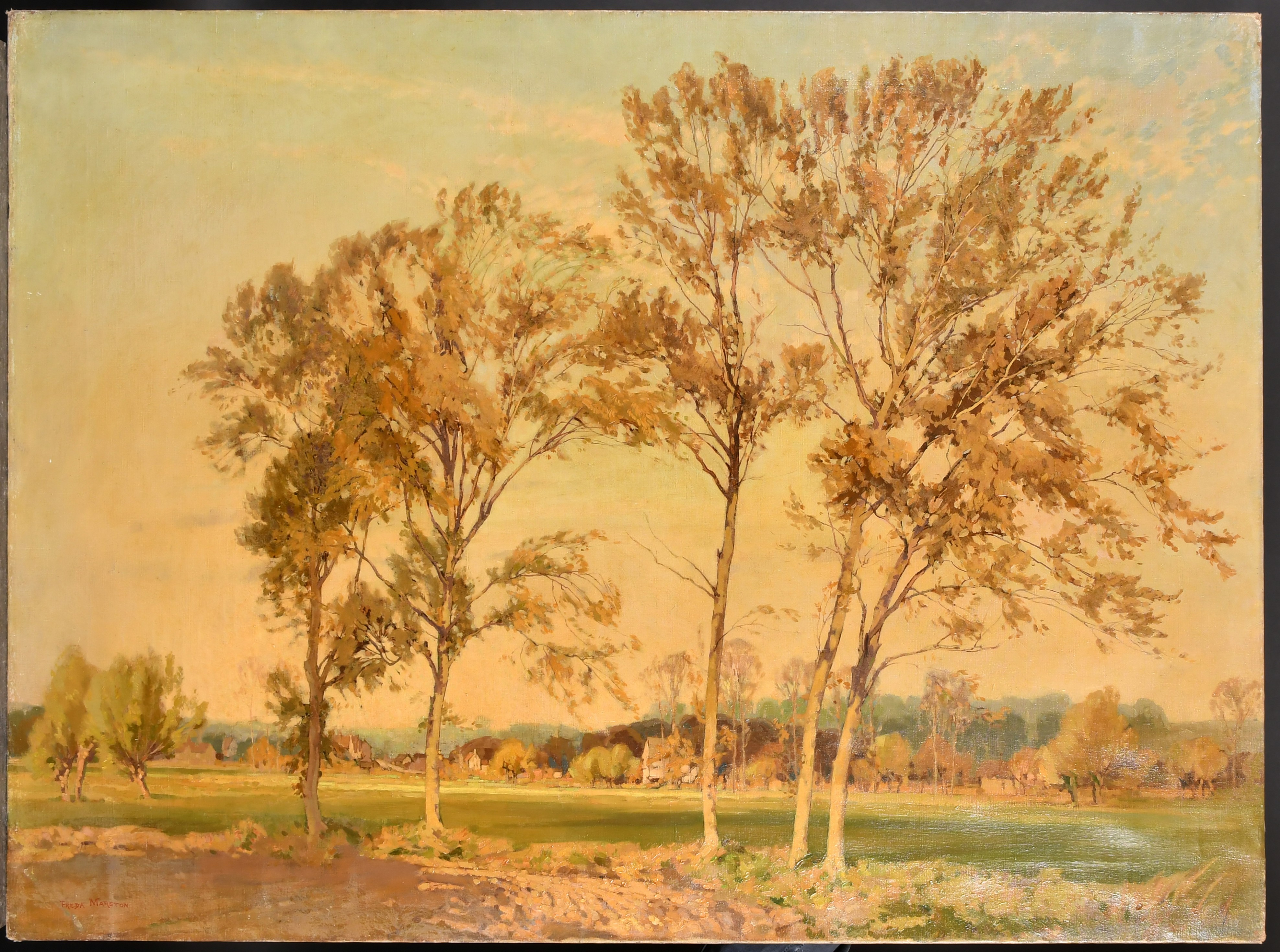 Freda Marston (1895-1949) British. "Norfolk Landscape", Oil on canvas, Signed, unframed, 30" x - Image 2 of 5