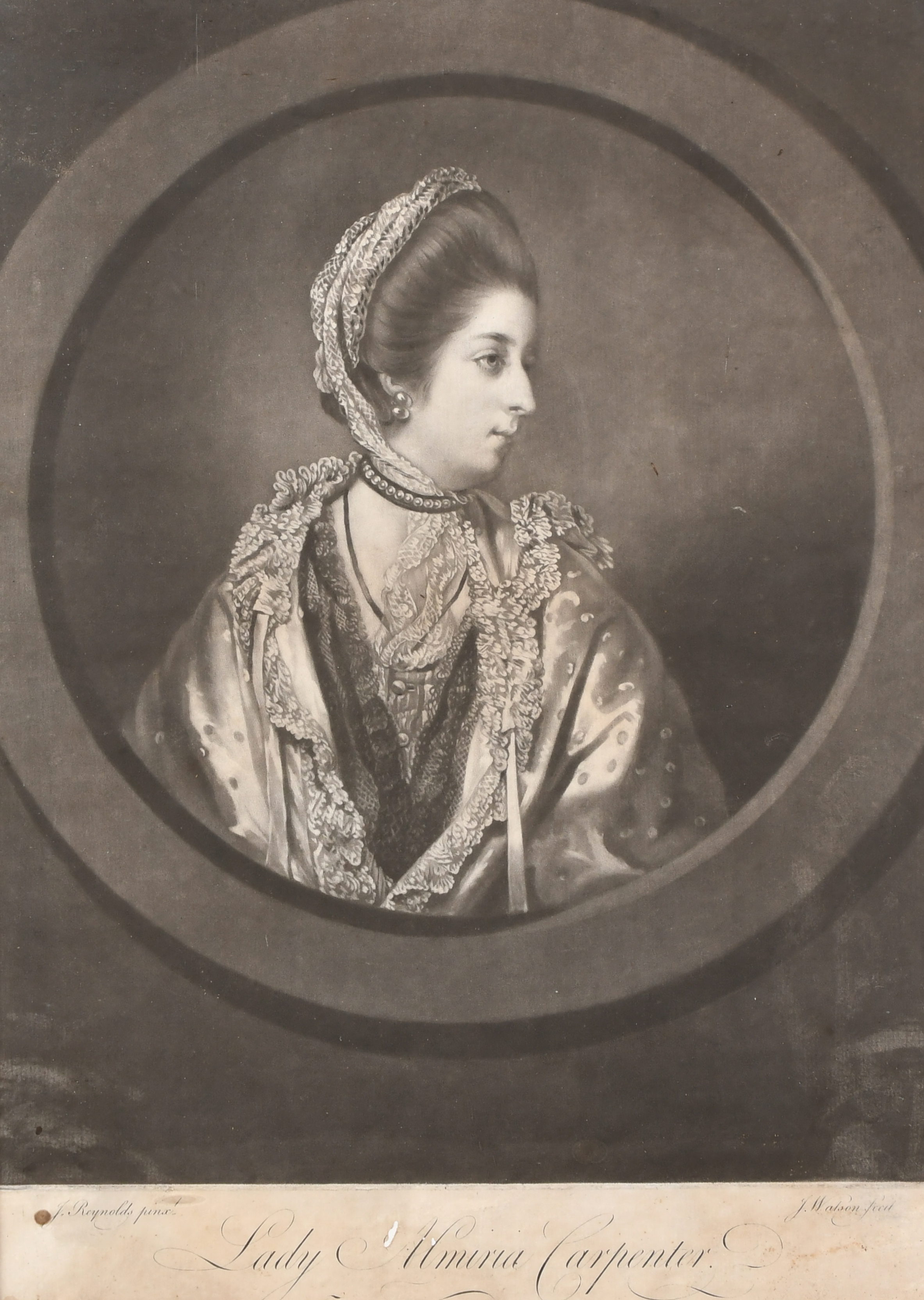 After Joshua Reynolds (1723-1792) British. Lady Almeria Carpenter, Mezzotint, 13.5" x 11" (34.3 x