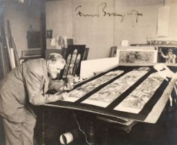 Frank Brangwyn (1867-1956) British. The Artist Working for a Design for a Stained Glass, Photograph,