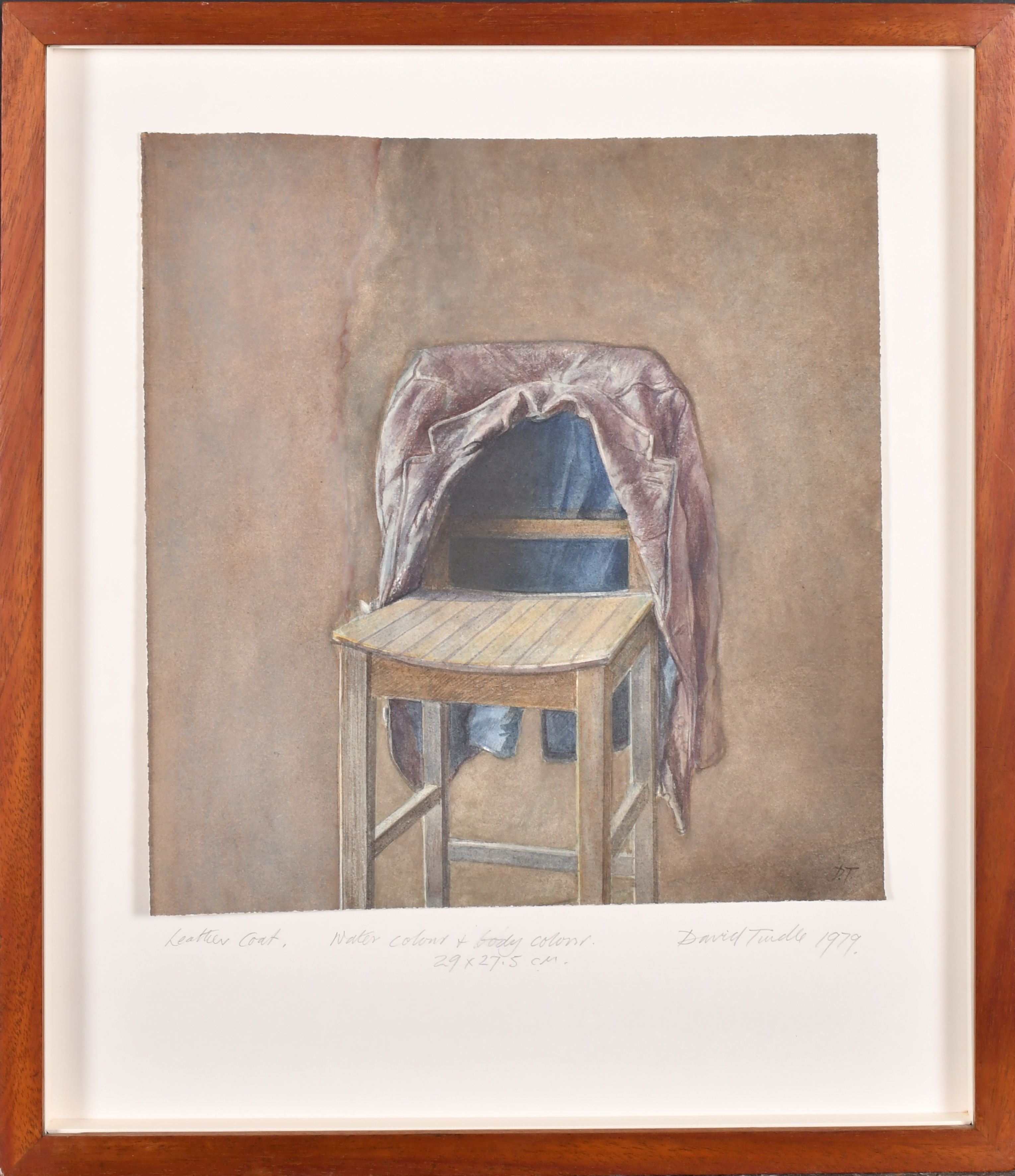 David Tindle (1932- ) British. "Leather Coat", Watercolour and bodycolour, Signed with initials, and - Image 2 of 4