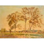 Freda Marston (1895-1949) British. "Norfolk Landscape", Oil on canvas, Signed, unframed, 30" x