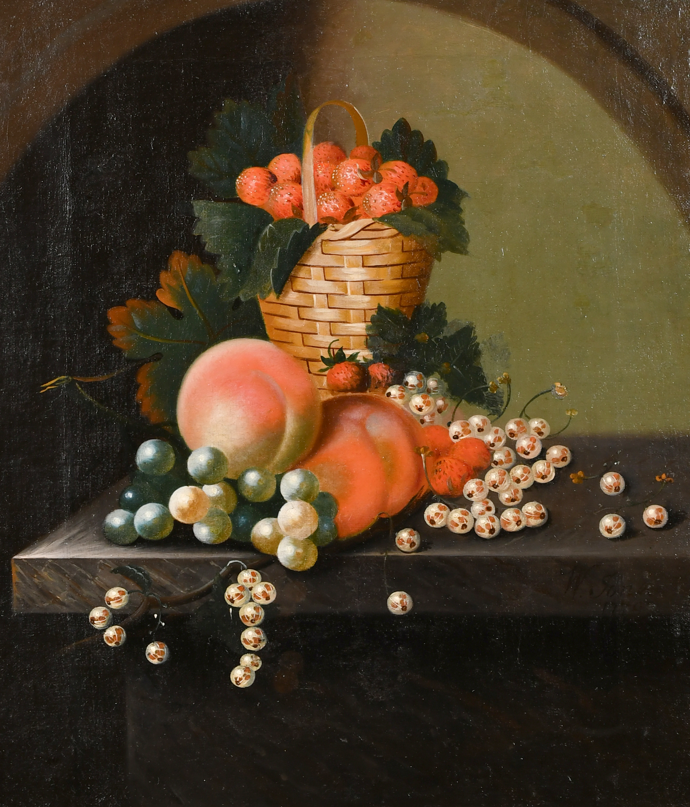 William Jones of Bath (act.1764-1777) British. Still Life of Fruit with a Basket of Strawberries,