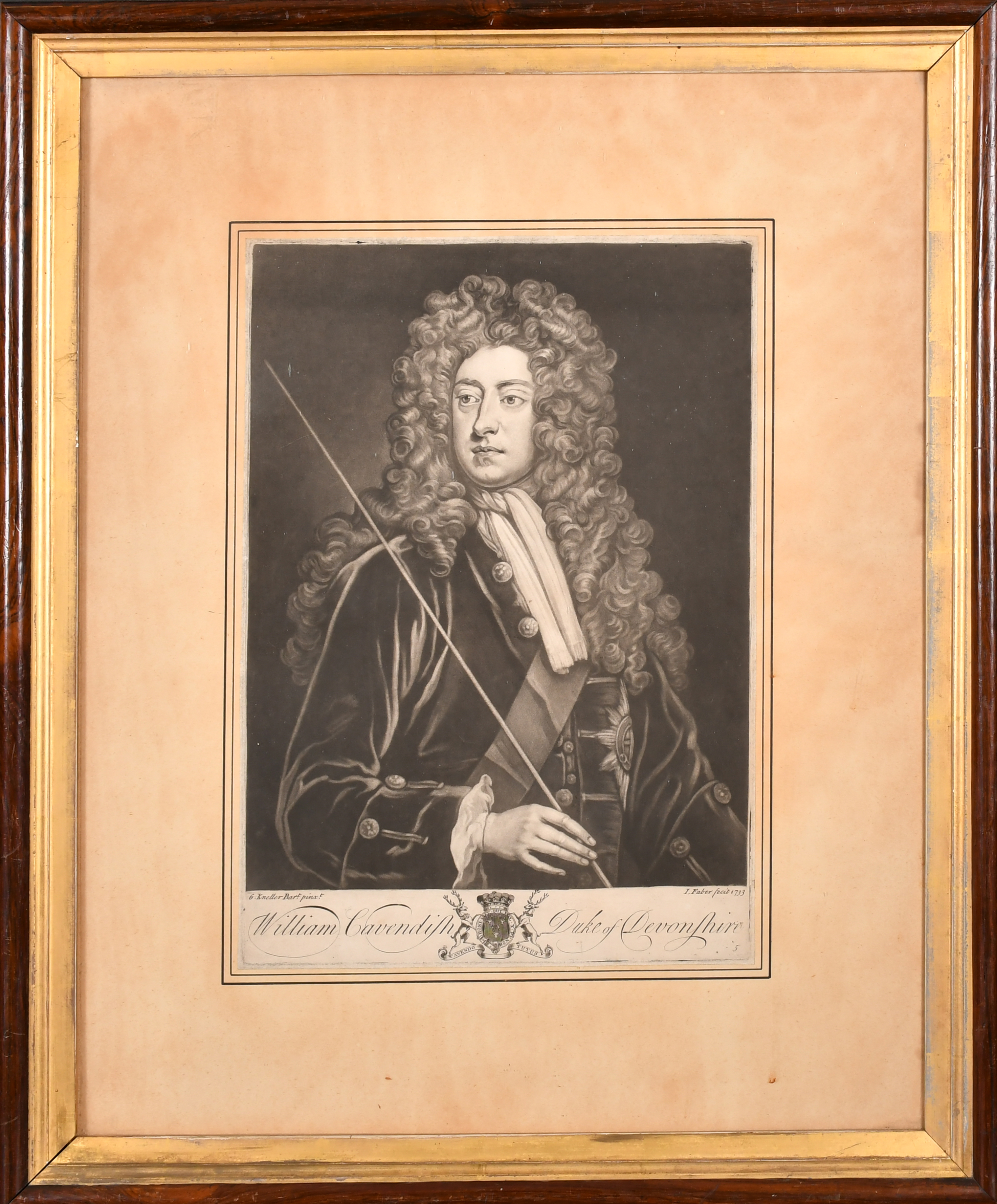 After Godfrey Kneller (1646-1723) German/British. William Cavendish, Duke of Devonshire, Mezzotint - Image 4 of 10