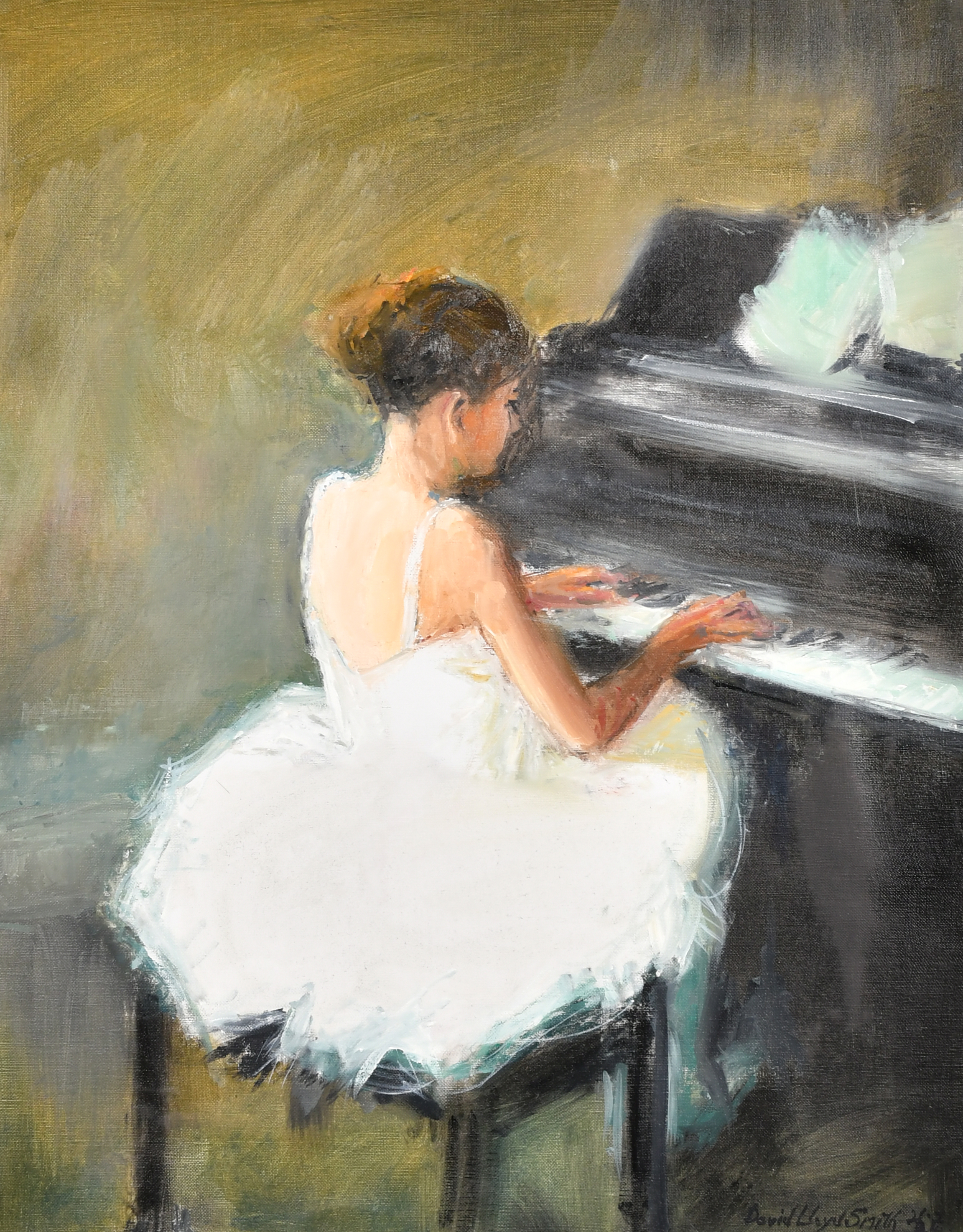 David Lloyd Smith (1944-) British. A Ballerina at a Piano, Oil on canvas, Signed and dated, 20" x