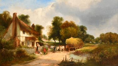 Edward Charles Williams (1807-1881) British. Bringing in The Hay, Oil on canvas, Signed and dated