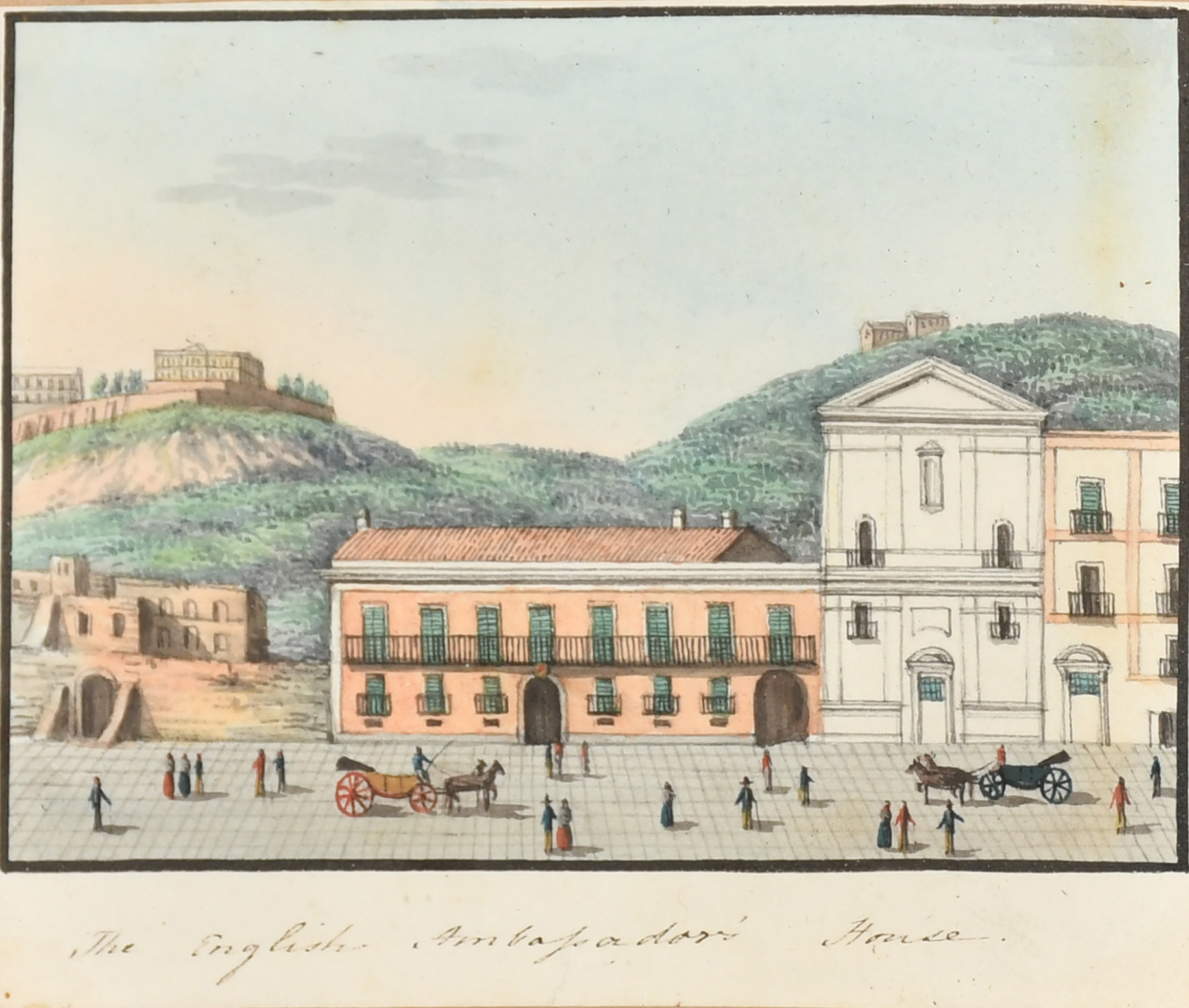 19th Century Italian School. "Il Porto di Napoli", Watercolour, Inscribed, 2.75" x 3.85" (7 x - Image 2 of 11