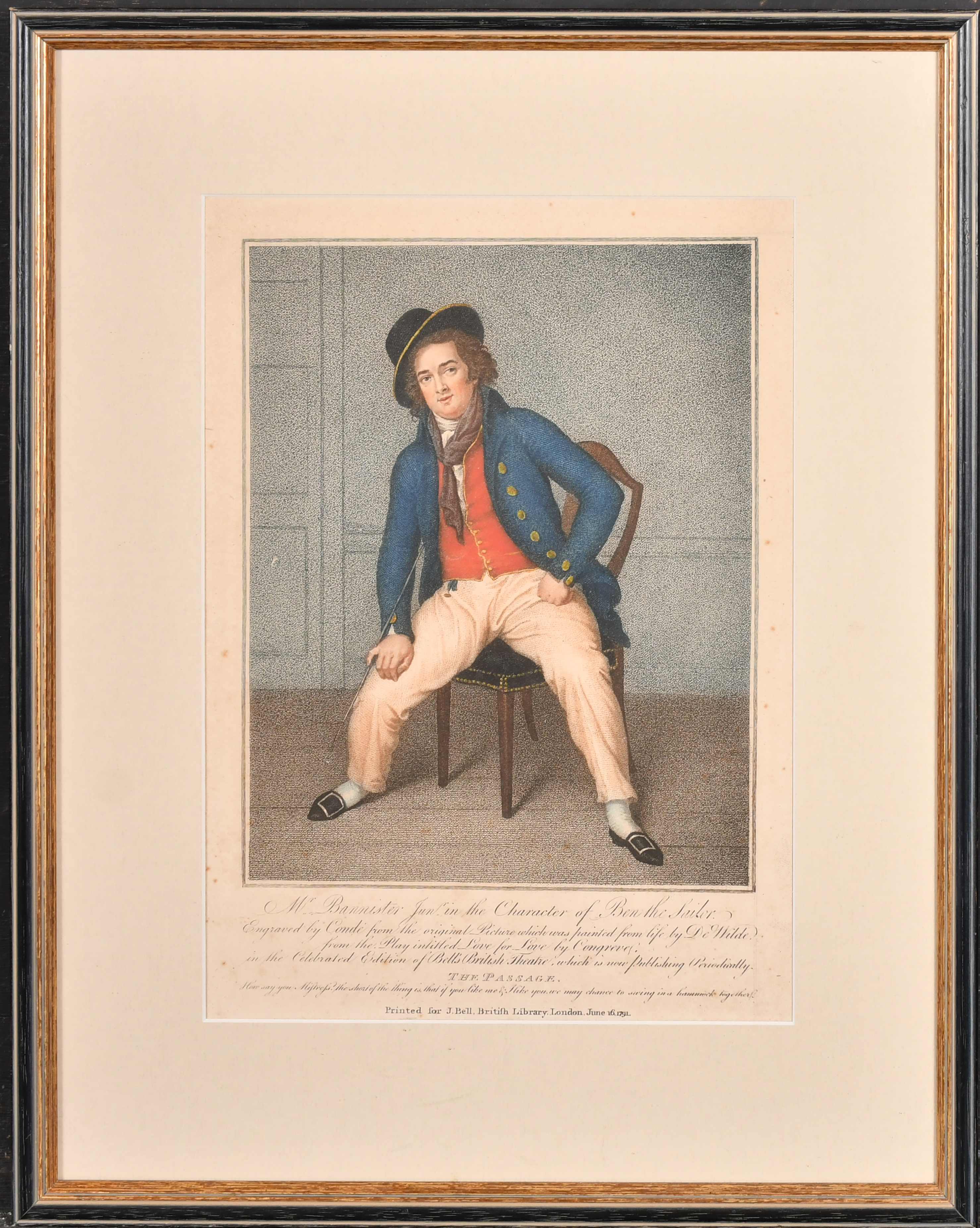 John Conde (1765-1794) British. "Mr Lewis in the Character of the Copper Captain", Stipple - Image 4 of 7