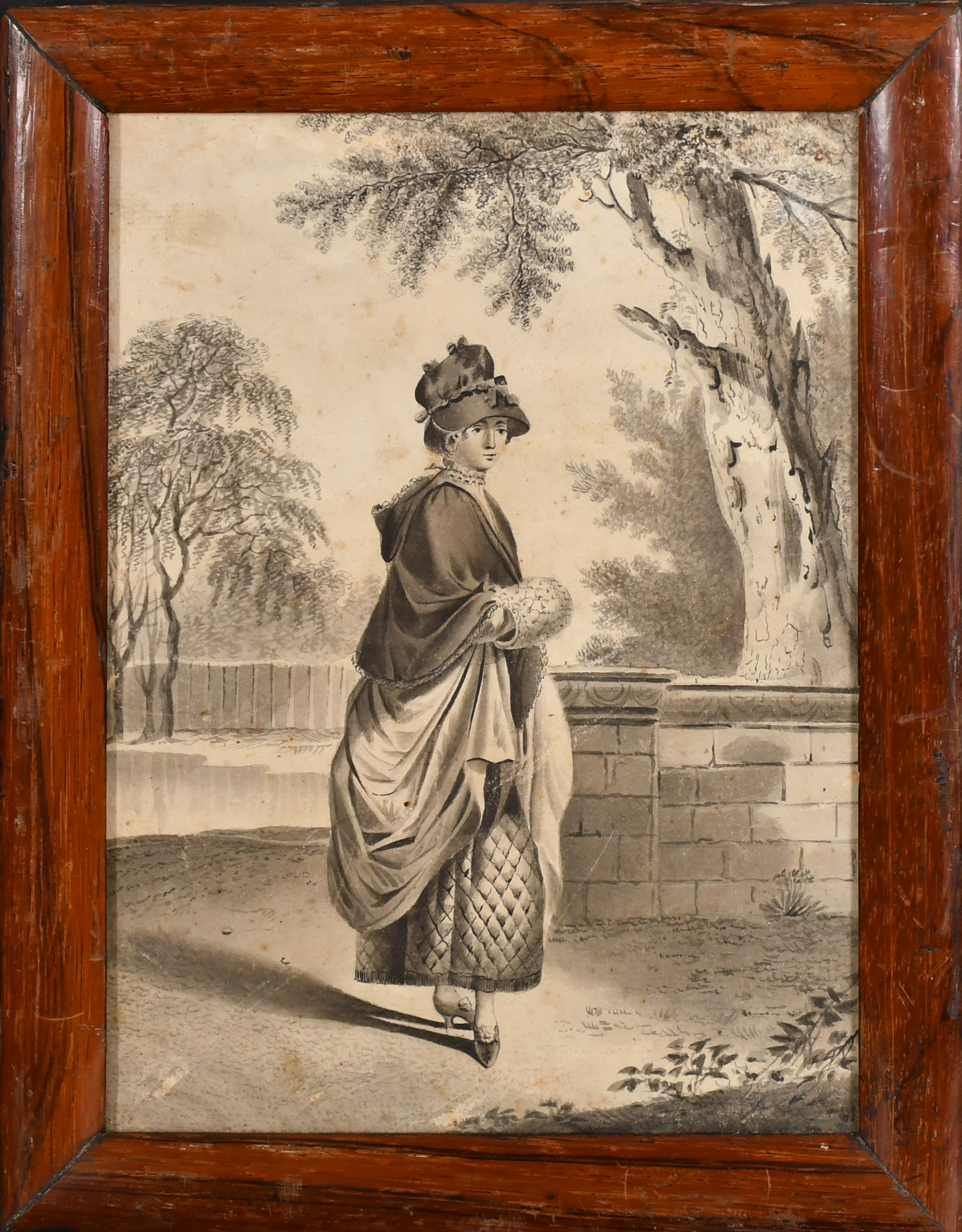 Late 18th Century English School. A Lady in a Landscape, Pencil, 8.5" x 6.5" (21.6 x 16.5cm) - Image 2 of 3