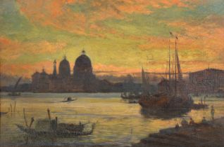 William Henry Jobbins (c.1840-1893) British. "Venice, Santa Maria della Salute", Oil on canvas,