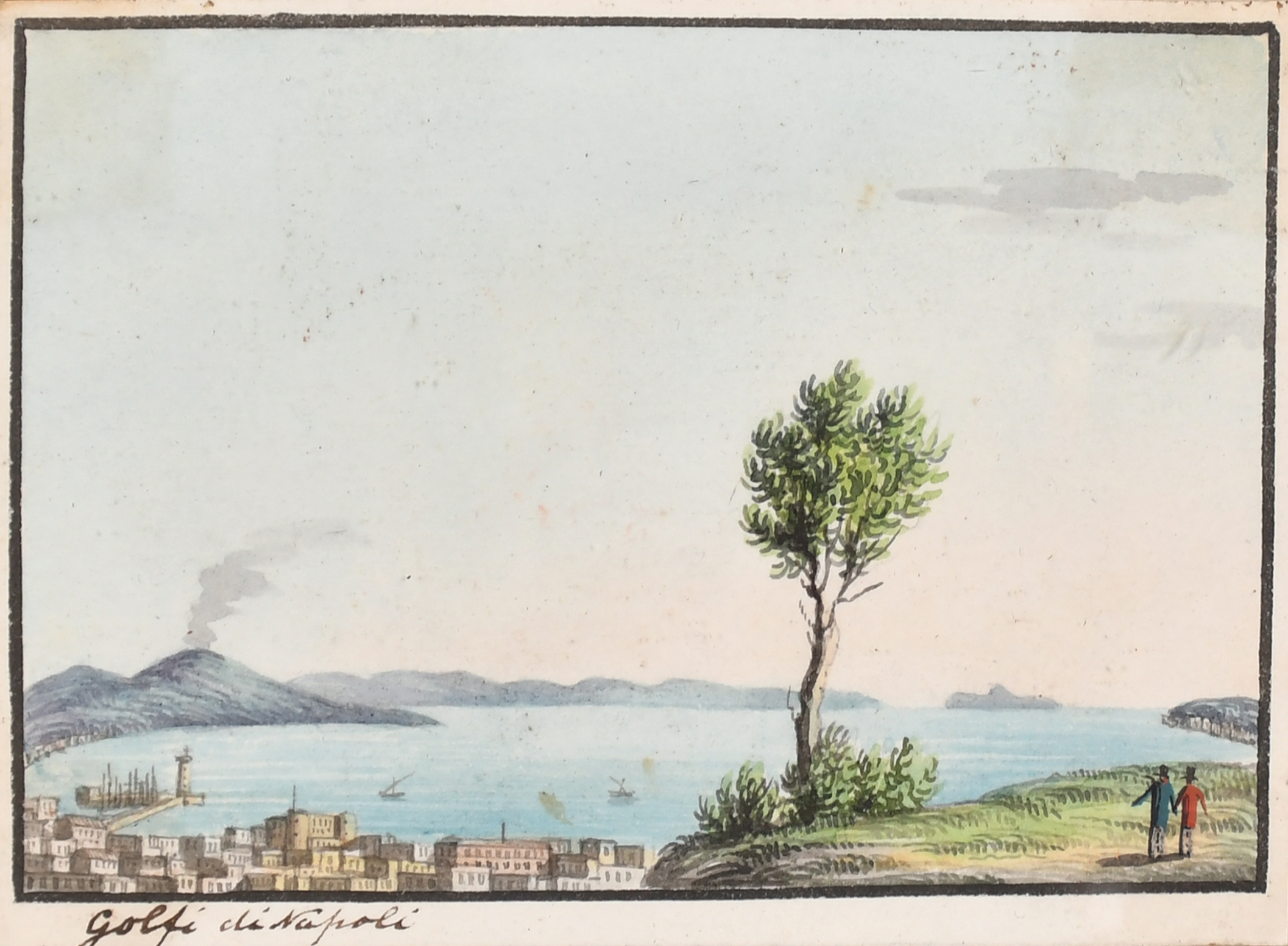 19th Century Italian School. "Napoli dal Carmine", Watercolour, Inscribed, 2.75" x 3.85" (7 x - Image 4 of 10
