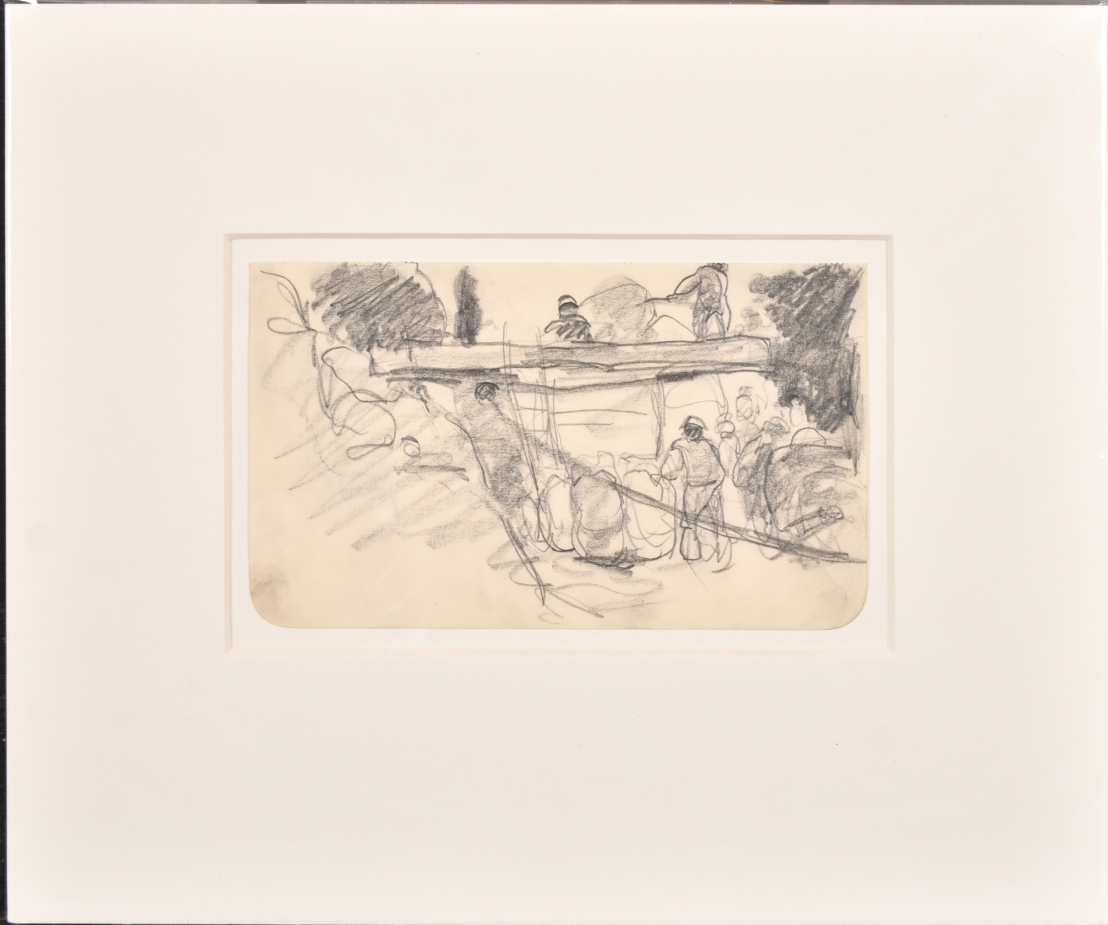 Harry Becker (1865-1928) British. "Building Ricks In The Yard I", Pencil from a sketchbook, - Image 3 of 5