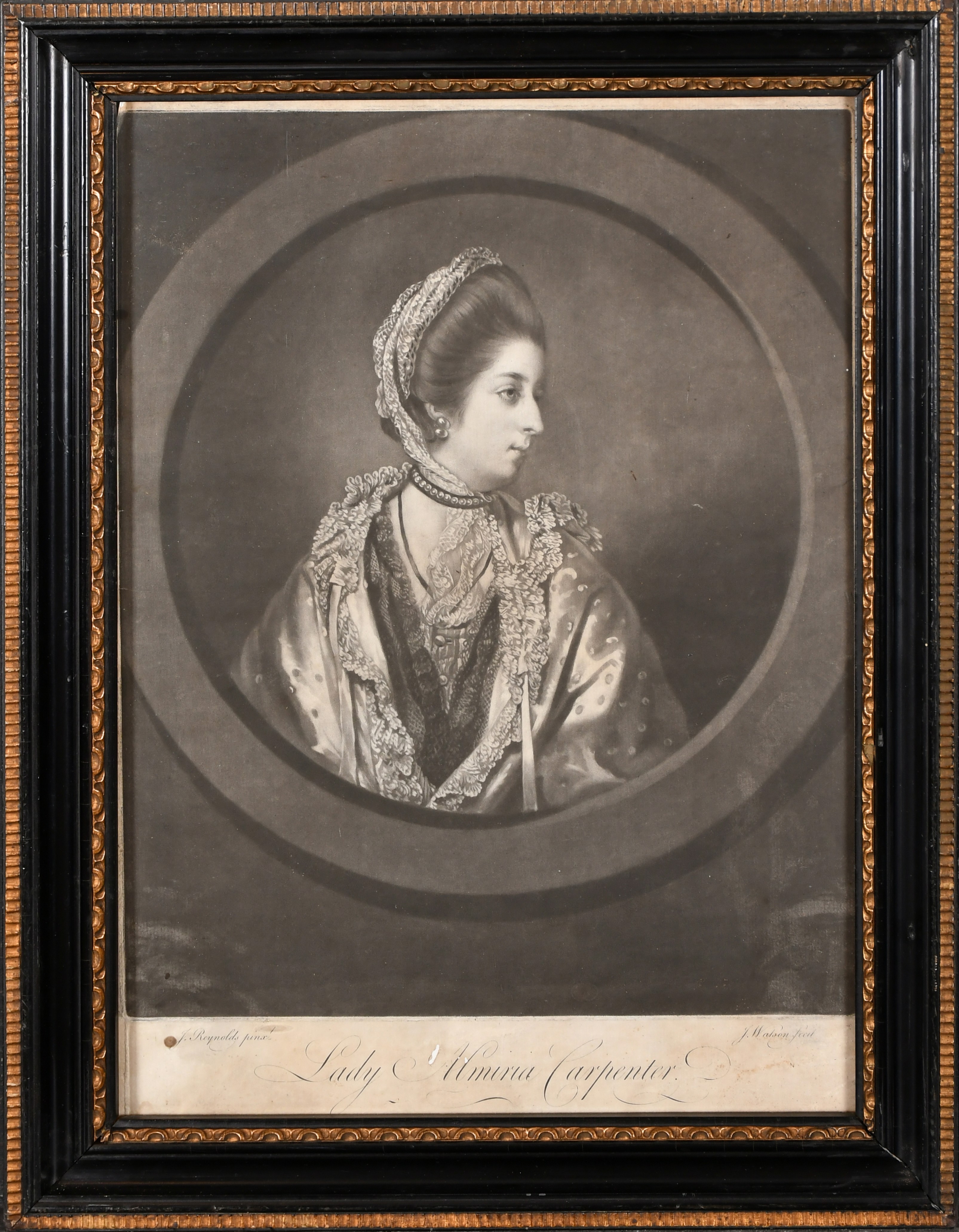After Joshua Reynolds (1723-1792) British. Lady Almeria Carpenter, Mezzotint, 13.5" x 11" (34.3 x - Image 3 of 7