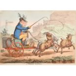 James Gillray (1757-1815) British. "A Welch Tandem", Etching published by H Humphrey, 9.75" x 14" (
