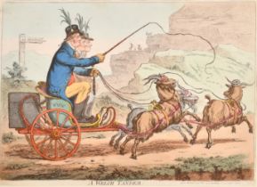 James Gillray (1757-1815) British. "A Welch Tandem", Etching published by H Humphrey, 9.75" x 14" (