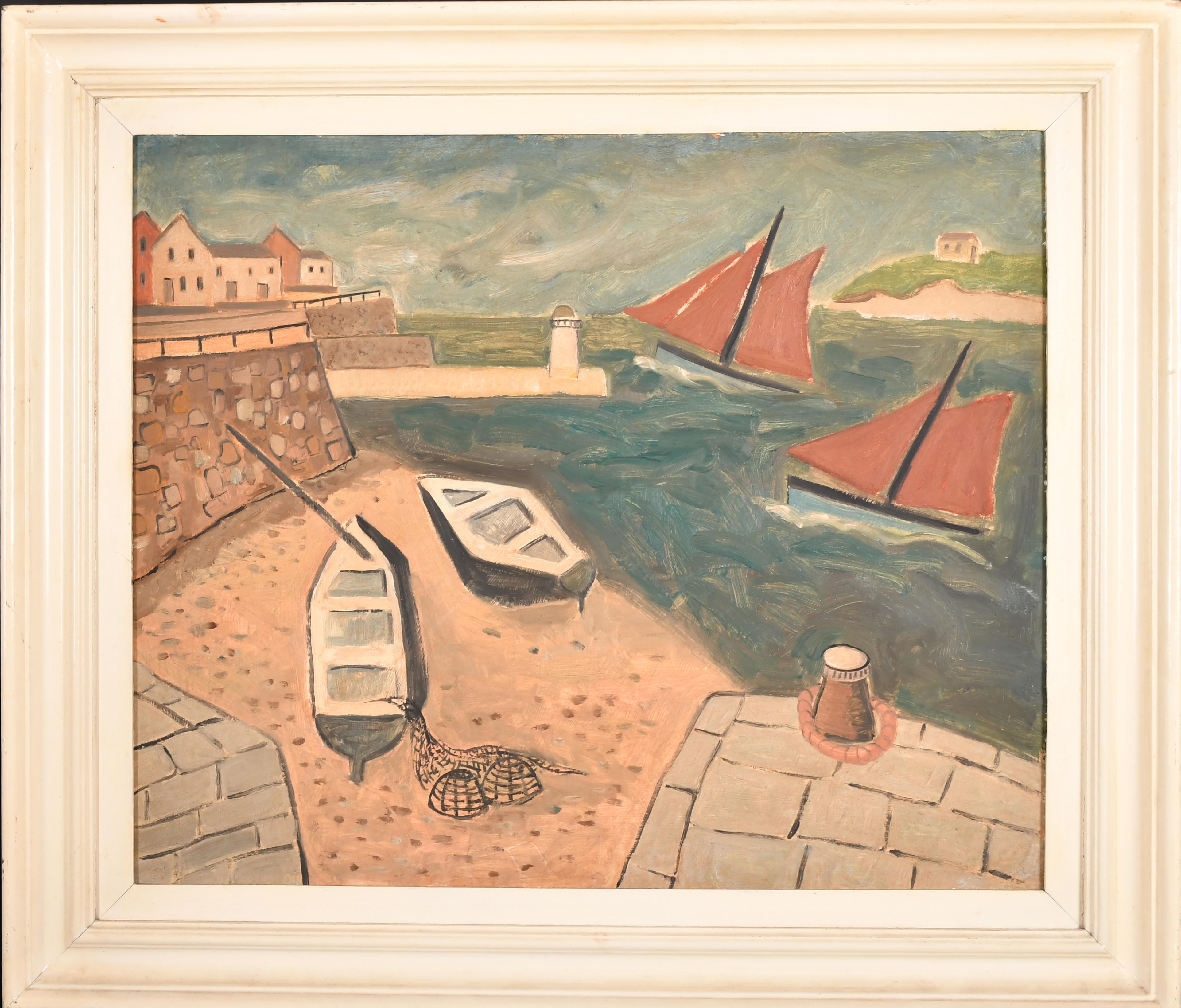 20th Century English School. A Harbour Scene with Shipping, Oil on board, 20" x 24" (50.8 x 61cm) - Image 2 of 3