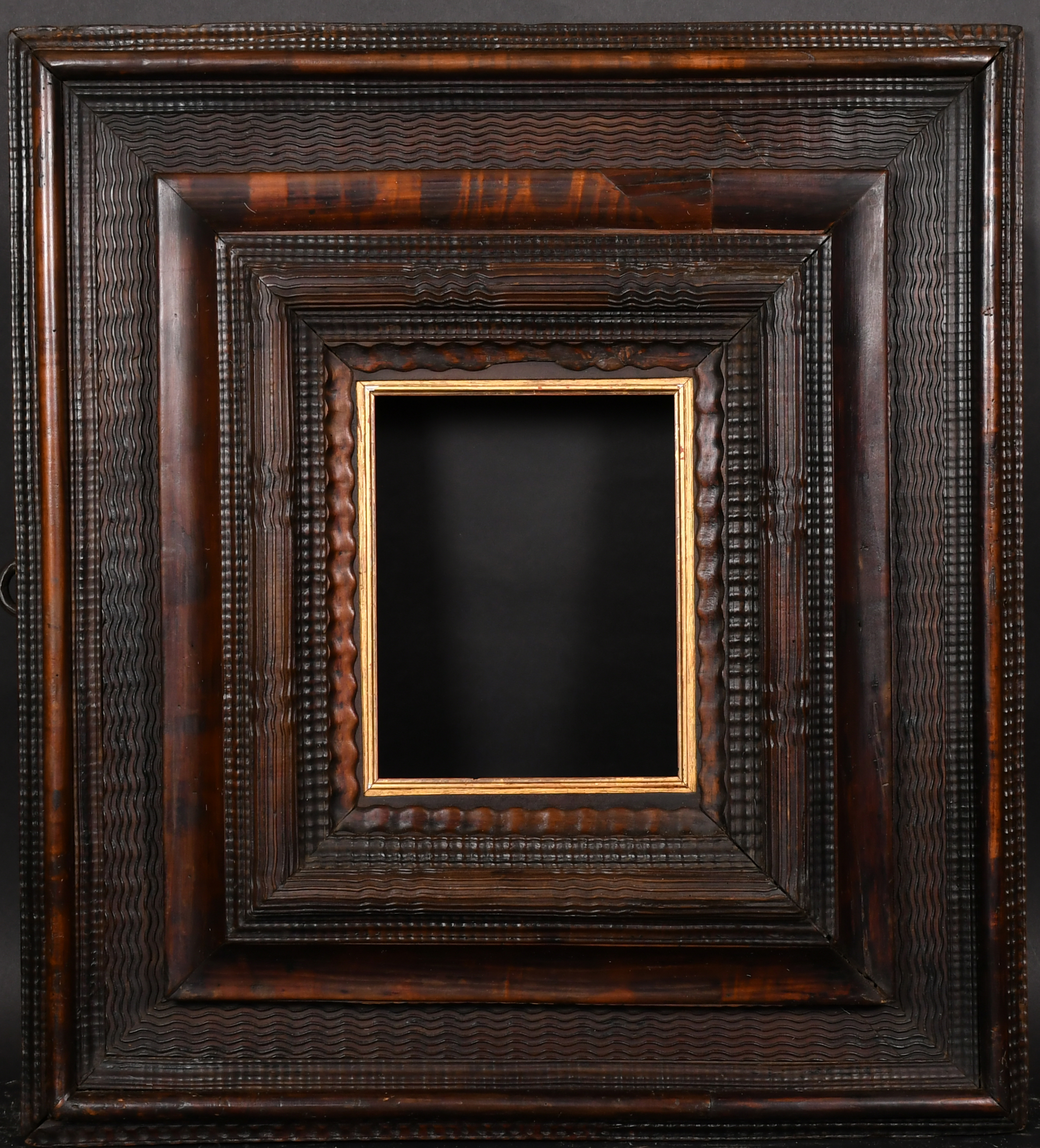 17th Century Dutch School. A Darkwood Ripple Frame, with a later gilt slip, rebate 10.5" x 8.5" ( - Image 2 of 3