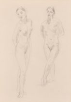 Ethel Walker (1861-1951) British. Standing Nudes, Pencil, Inscribed on a label verso, 14" x 10" (