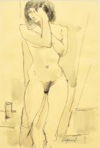 Sidney Horne Shepherd (1909-1993) British. A Standing Female Nude, Ink and wash, Signed, 10.25" x