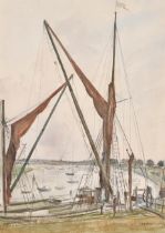 Karl Hagedorn (1889-1969) German/British. Boats on a River, Watercolour, Signed and dated '64, 20.