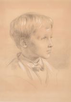 19th Century English School. Portrait of a Young Boy, Pencil and chalk, 18" x 12.75" (45.7 x 32.4cm)