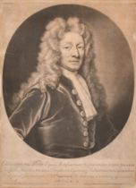 After Godfrey Kneller (1646-1723) British. "Christophorus Wren", Mezzotint, 11.5" x 9.75" (29.2 x