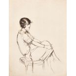 Lucy B Whiteham (20th Century) British. A Girl Seated on a Stool, Etching, Signed and dated '25 in