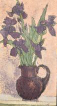 Edmond Xavier Kapp (1890-1978) British. 'Irises', Watercolour and bodycolour, unframed 22" x 12" (