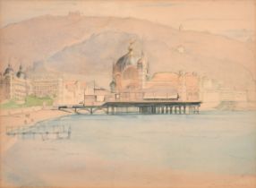 Hilda Mary Harvey (1890-1982) British. "The Pavilion, Nice", Watercolour, Signed, inscribed and