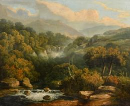 Circle of Julius Caeser Ibbetson (1759-1817) British. A Mountainous River Landscape, Oil on