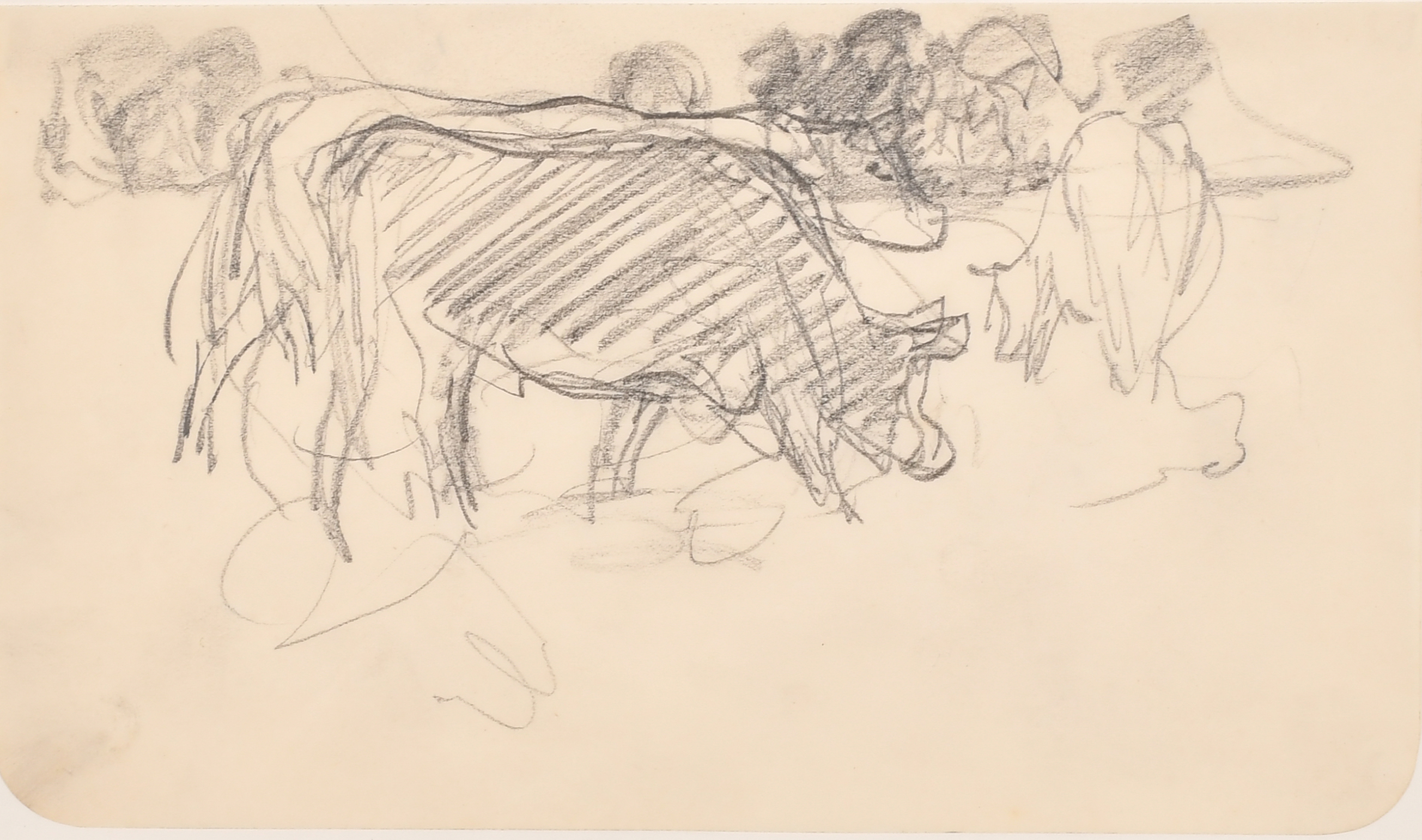 Harry Becker (1865-1928) British. "Man Milking", Pencil from a sketchbook, Inscribed on a label - Image 2 of 5