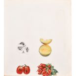 Jim Dine (1935-) American. "Vegetables 7", Lithograph and collage, Signed, inscribed 'proof' and