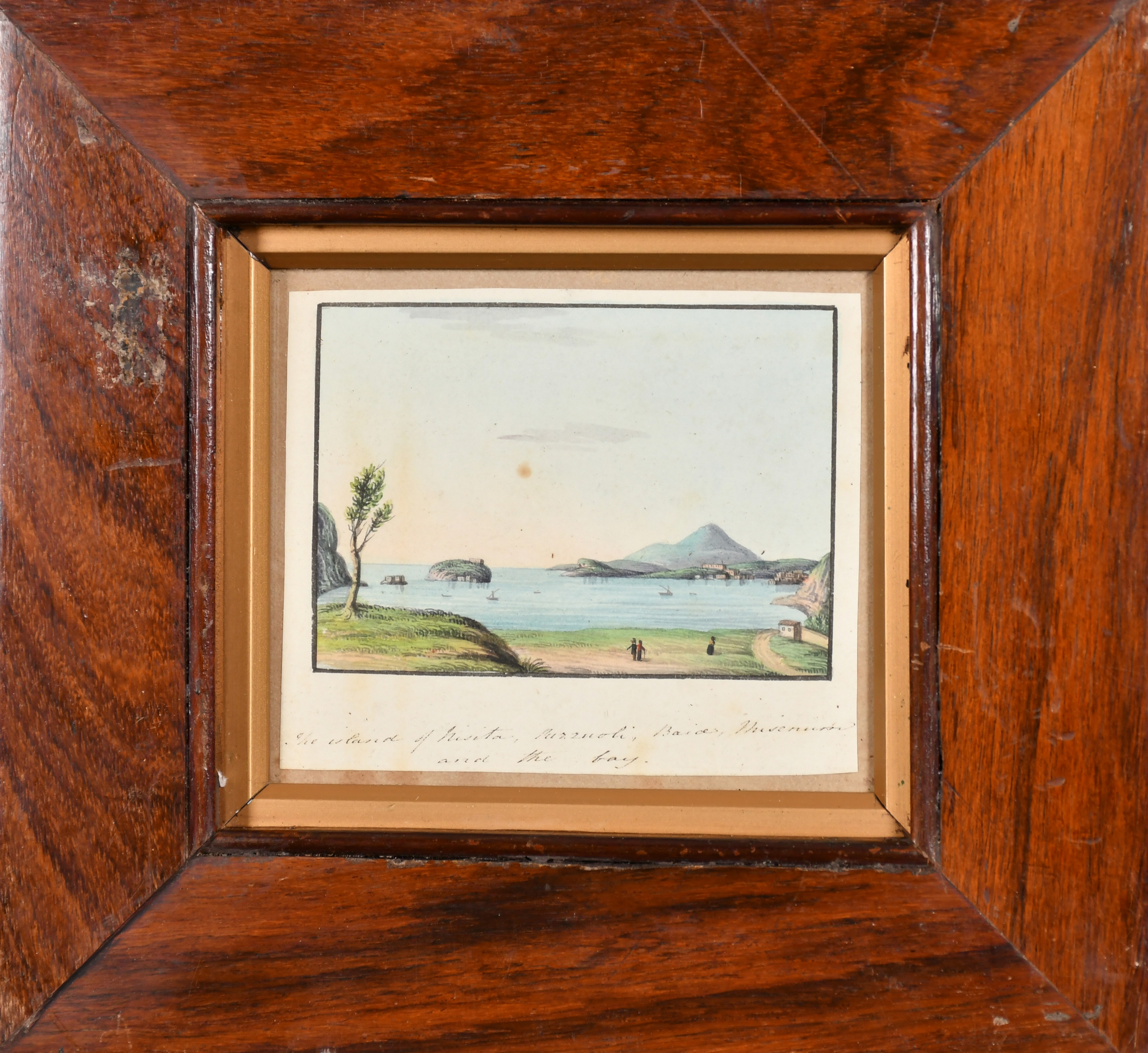 19th Century Italian School. "Il Porto di Napoli", Watercolour, Inscribed, 2.75" x 3.85" (7 x - Image 8 of 11