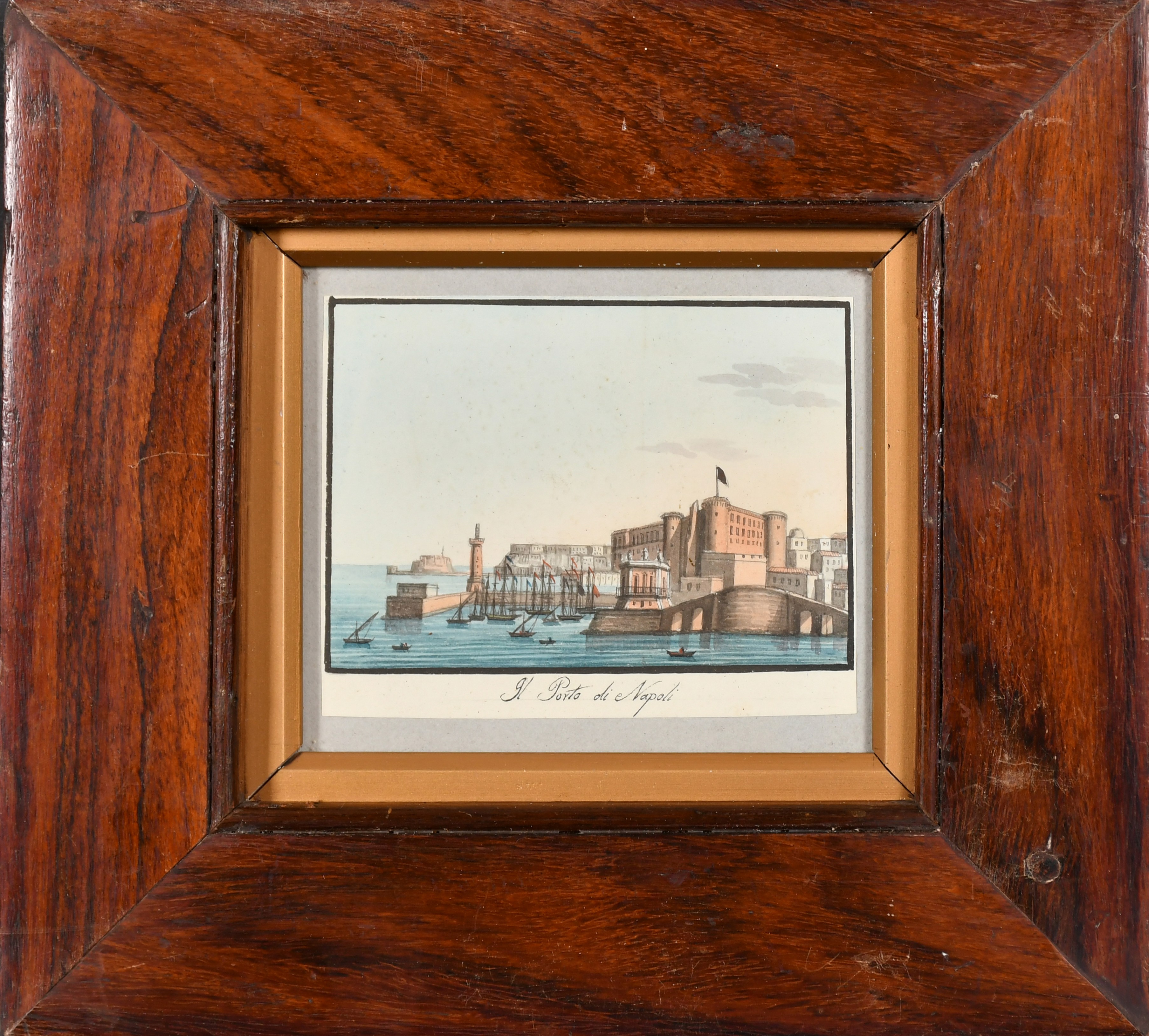 19th Century Italian School. "Il Porto di Napoli", Watercolour, Inscribed, 2.75" x 3.85" (7 x - Image 5 of 11