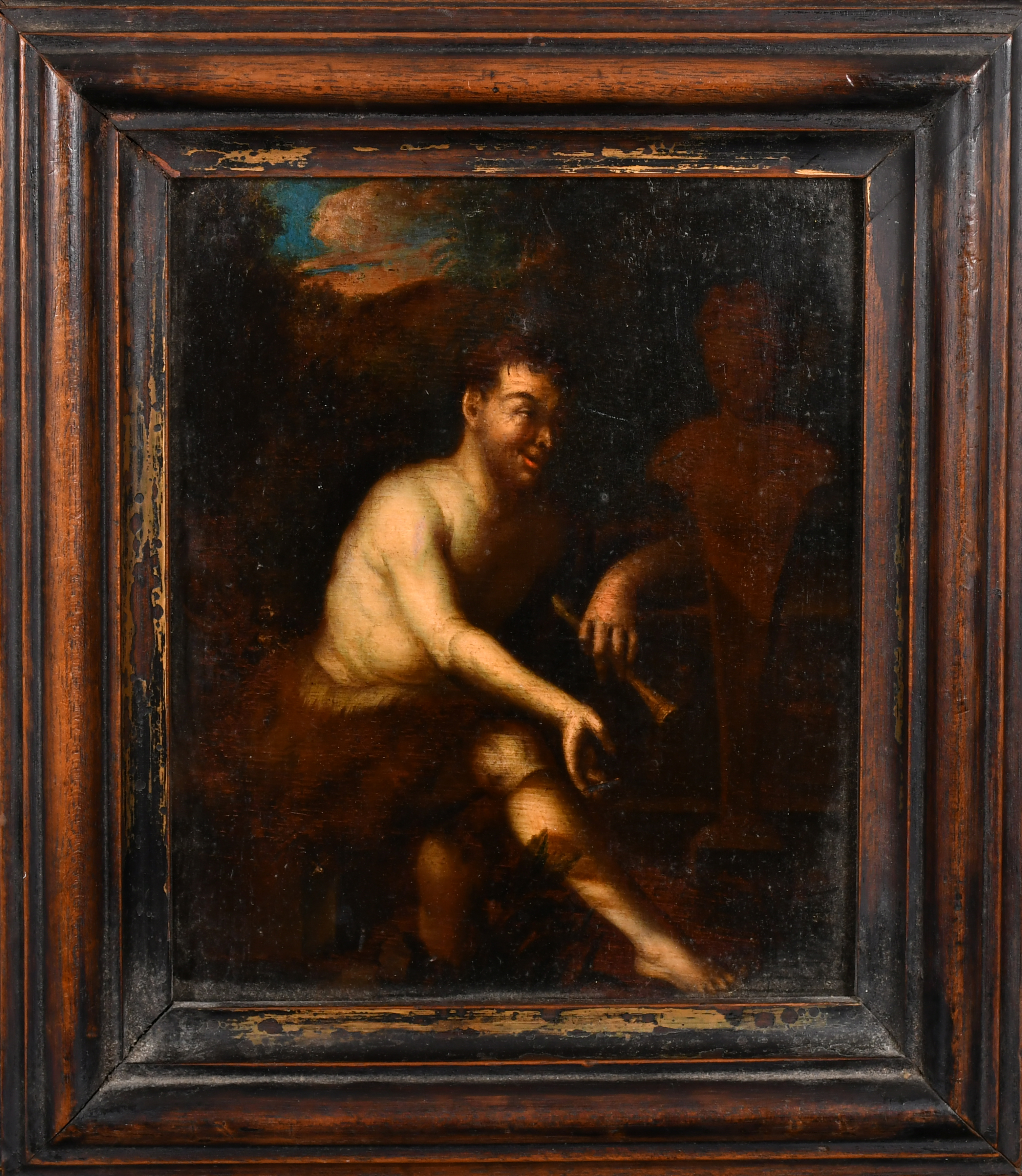 18th Century Dutch School. A Figure with a Flute, Oil on panel, 9.5" x 8" (24.1 x 20.3cm) - Image 2 of 3