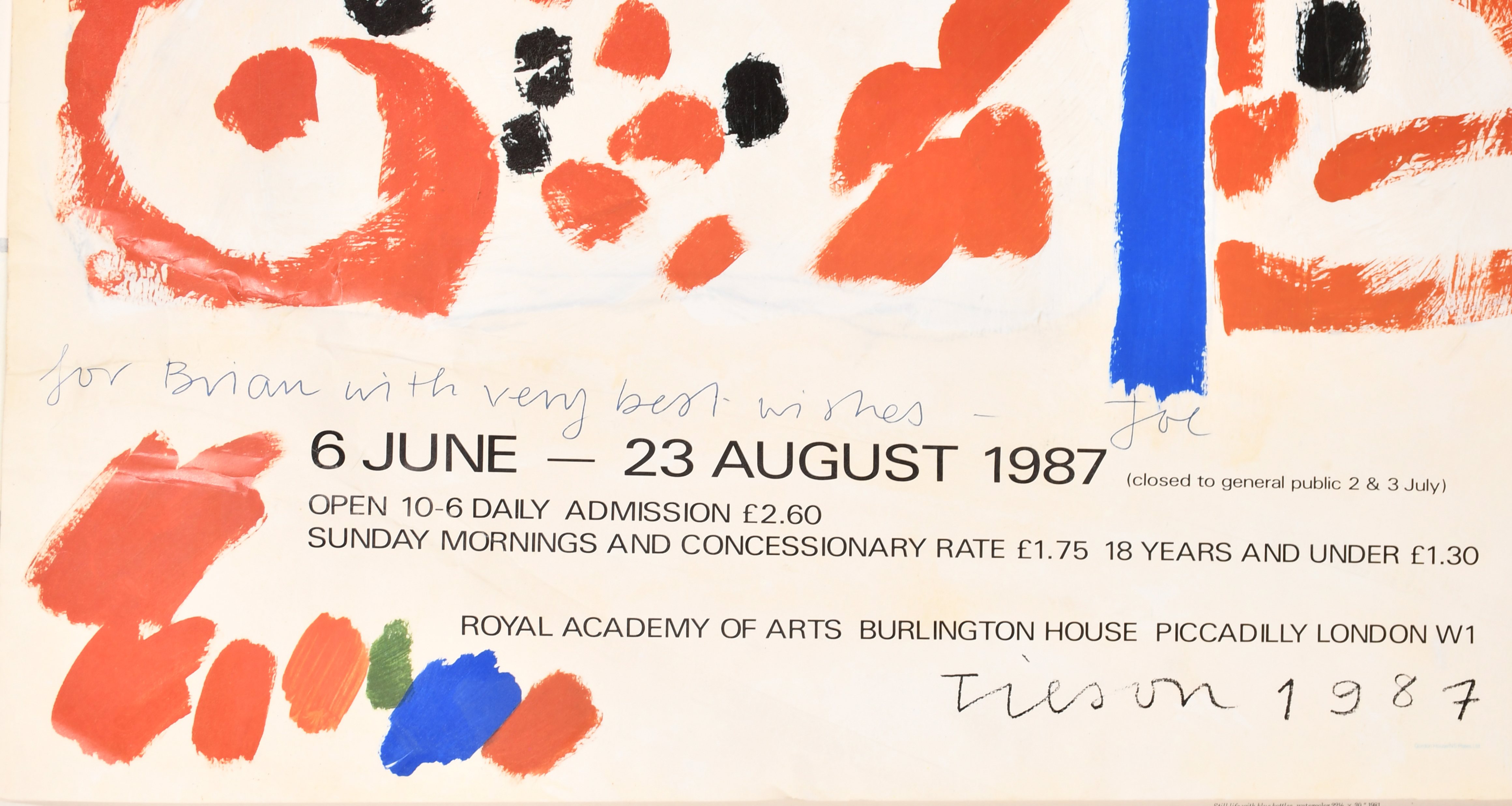 Joe Tilson (1928-2023) British. "Summer Exhibition Royal Academy of Arts, 1987", Poster, Signed ' - Image 6 of 6