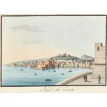 19th Century Italian School. "Napoli dal Carmine", Watercolour, Inscribed, 2.75" x 3.85" (7 x