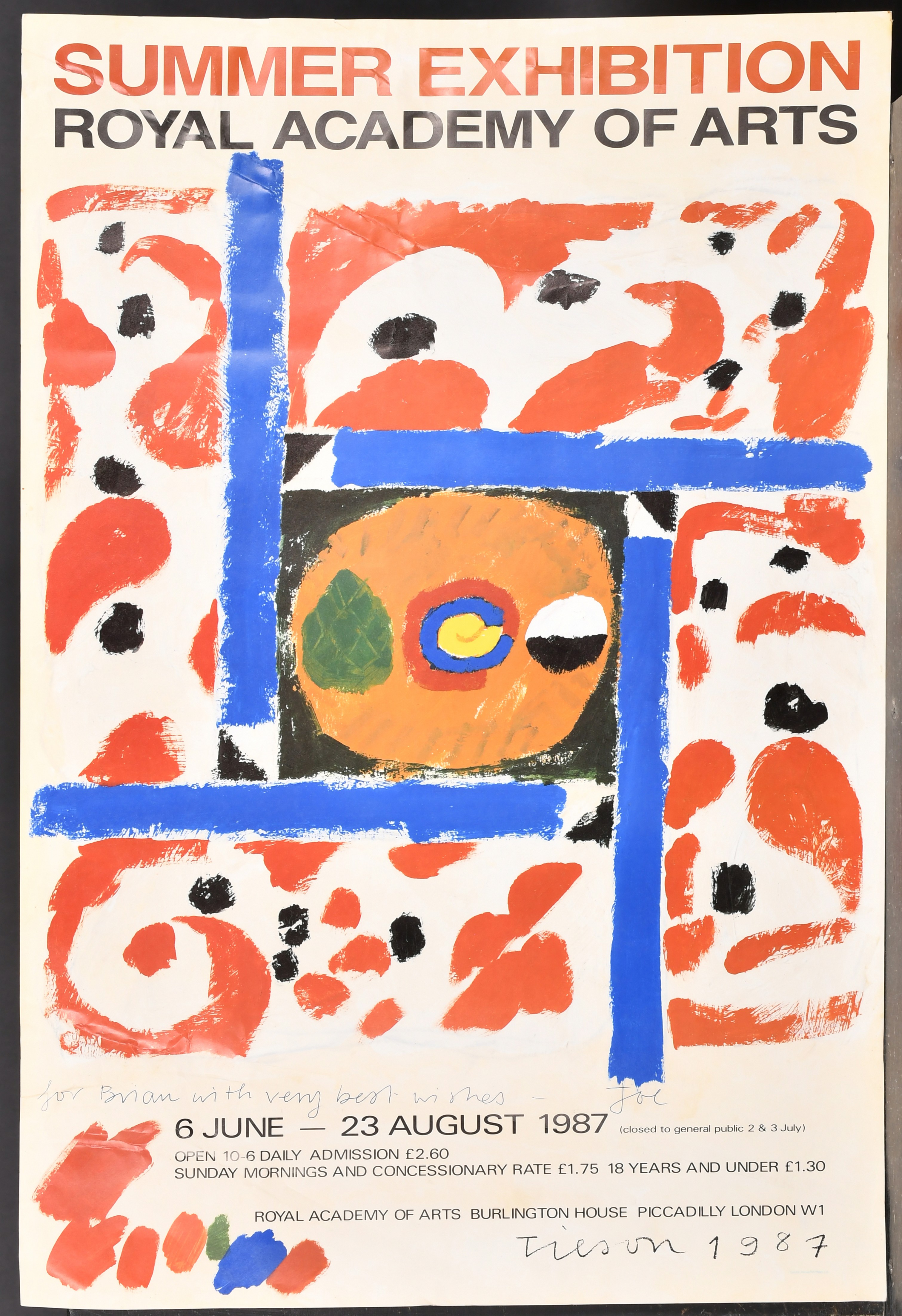 Joe Tilson (1928-2023) British. "Summer Exhibition Royal Academy of Arts, 1987", Poster, Signed ' - Image 2 of 6