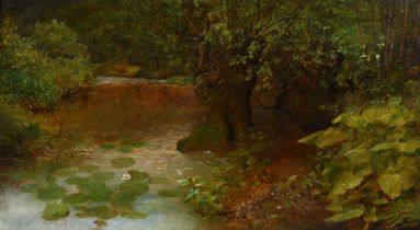 William Collins (19th Century) British. Study of a Riverbank, Oil on canvas, Inscribed and dated