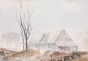 Howard Forster (fl.1939-1950) British. "Old Stone Barn", Watercolour, Signed, and inscribed on a