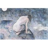 Zsuzsi Roboz (1929-2012) Hungarian/British. A Naked Lady in Moonlight, Pastel on canvas, Signed,