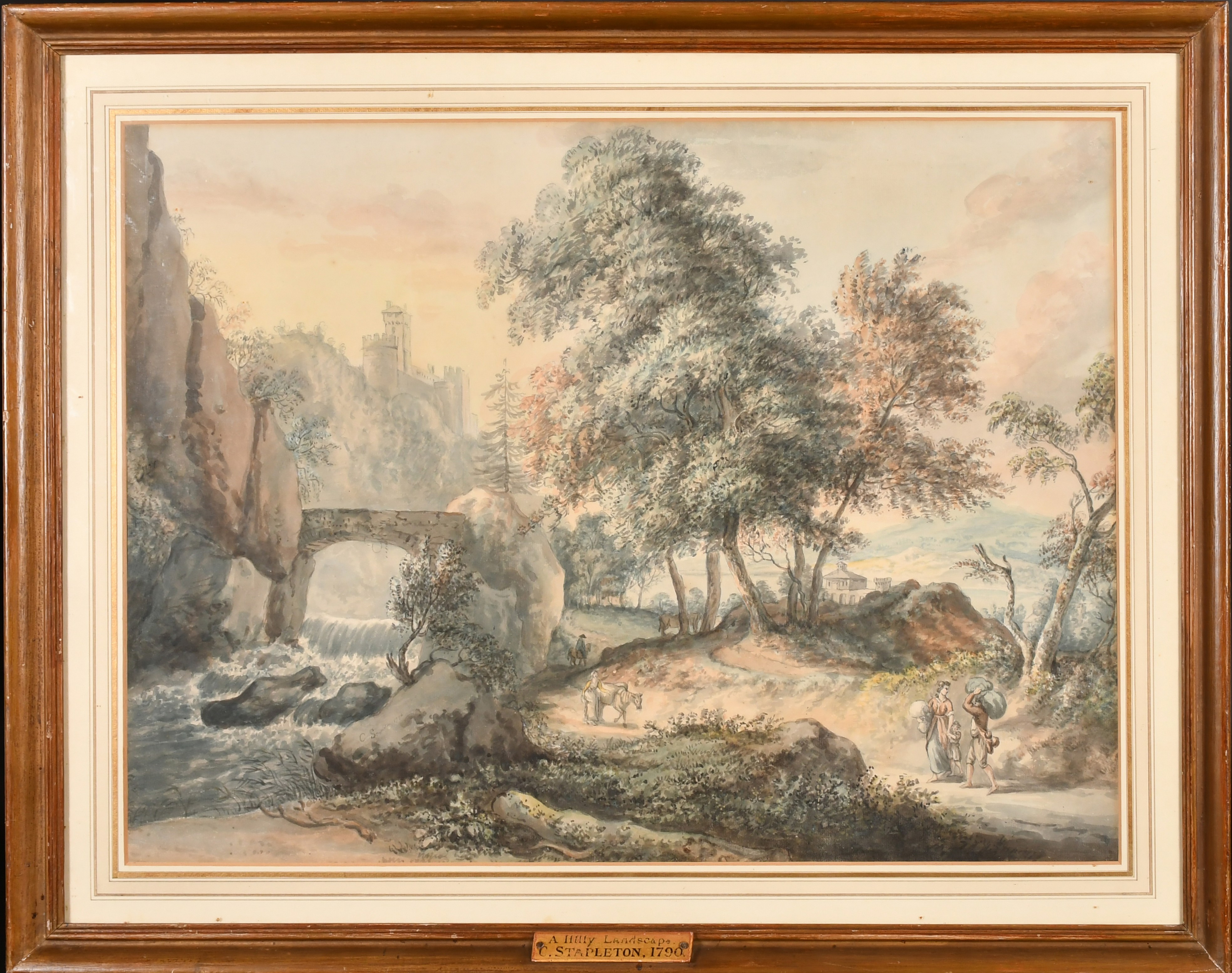 C Stapleton (18th-19th Century) British. "A Hilly Landscape", Watercolour, Signed and dated 1790, - Image 2 of 5