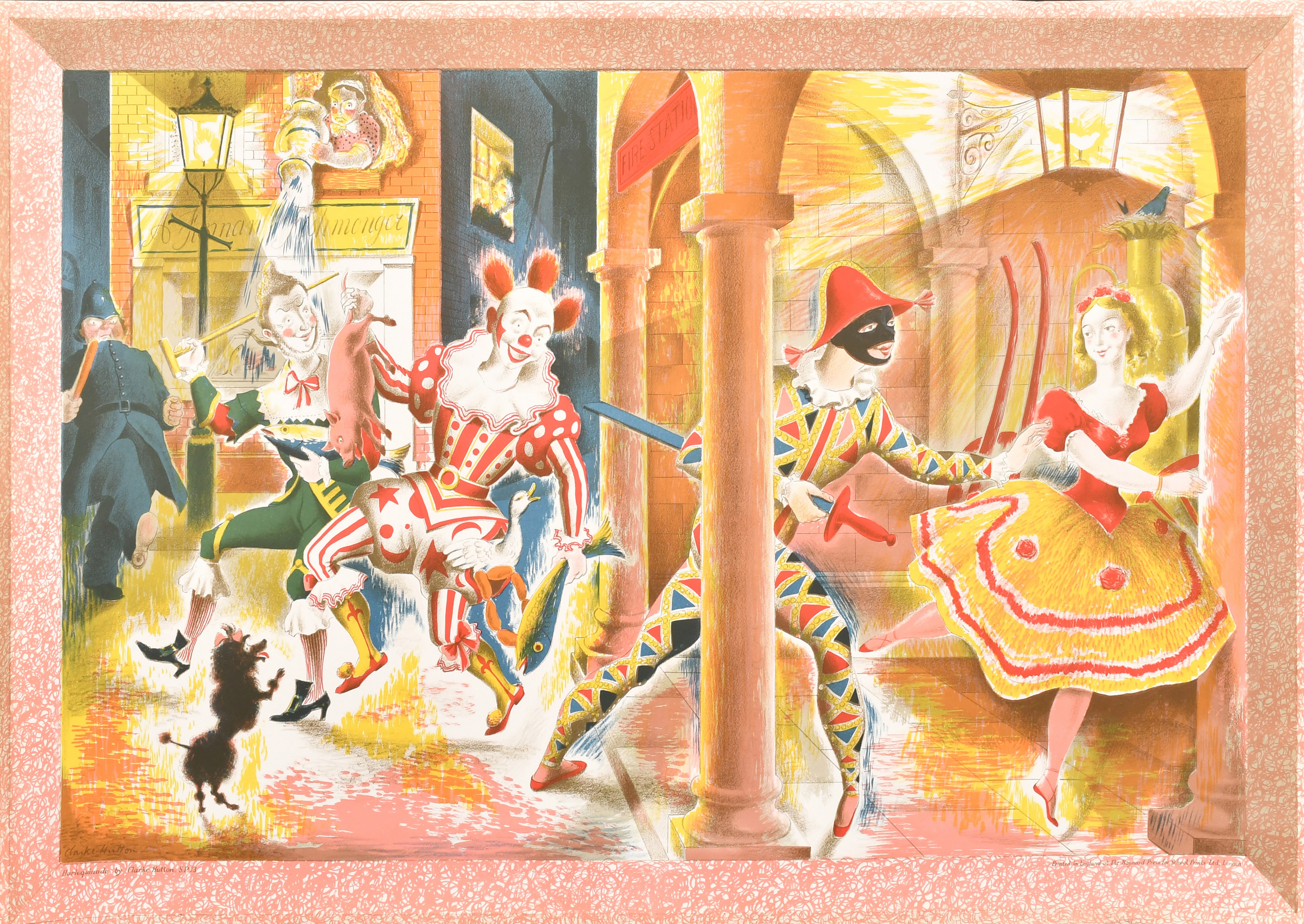 Clarke Hutton (1898-1984) British. "Harlequinade", Lithograph for The Baynard Press for School