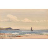 Peter MacGregor-Wilson (1856-1928) British. A Coastal Scene with a Sailing Boat, Watercolour,