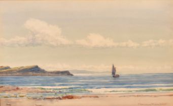 Peter MacGregor-Wilson (1856-1928) British. A Coastal Scene with a Sailing Boat, Watercolour,