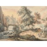 C Stapleton (18th-19th Century) British. "A Hilly Landscape", Watercolour, Signed and dated 1790,