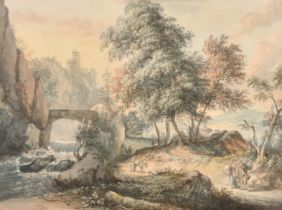 C Stapleton (18th-19th Century) British. "A Hilly Landscape", Watercolour, Signed and dated 1790,