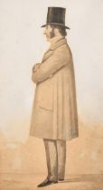 Robert Dighton (1752-1814) British. A Standing Figure in Profile, Watercolour and ink, 11" x 6" (