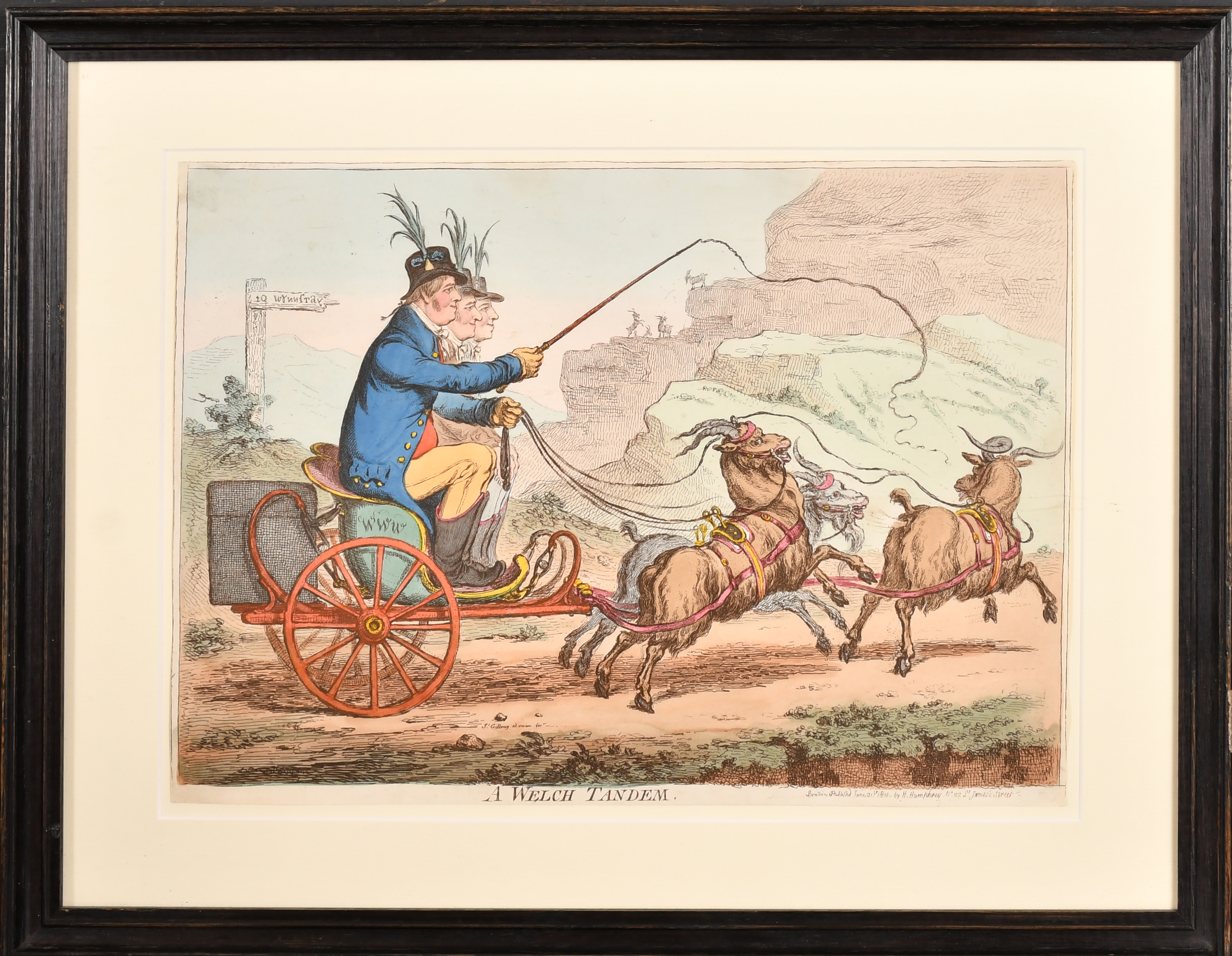 James Gillray (1757-1815) British. "A Welch Tandem", Etching published by H Humphrey, 9.75" x 14" ( - Image 3 of 7